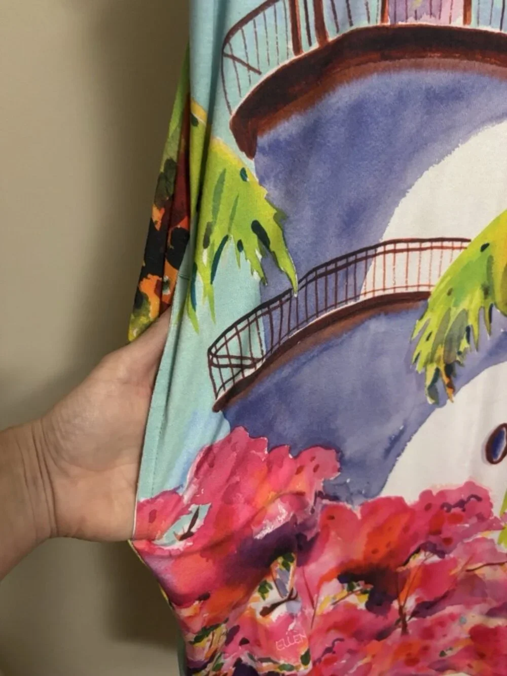 Ellen Negley Art & Sol Lighthouse Sleeveless Dress Size L Beach Summer Art - Picture 4 of 9